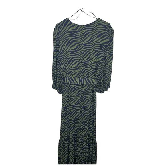 Eloquii Elements Green and Black Animal Print Faux Wrap Dress - Picture 3 of 7